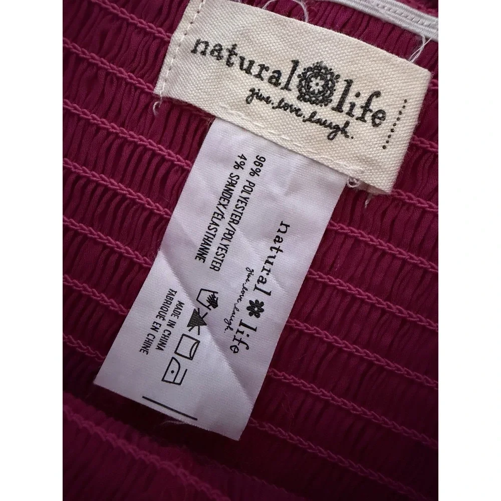 Natural Life Skort Skirt Shorts S Magenta Daisy Smocked Waist Boho Hippie Gypsy